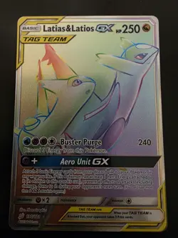 Pokemon Latias & Latios GX TAG TEAM Secret Rare 190/181 Full Art Holo Sm-Team Up - Image 4