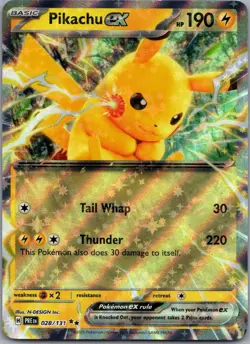Pikachu ex - 028/131 028/131 Double Rare SV: Prismatic Evolutions Pokemon NM - Image 1