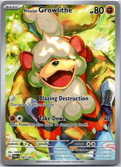 Hisuian Growlithe 181/167 Illustration Rare Twilight Masquerade Pokemon NM - Image 1