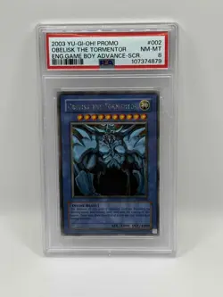 2003 YU-GI-OH! PROMO #002 OBELISK THE TORMENTOR PSA 8 Secret Rare GBI-002 - Image 1