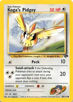 Koga's Pidgey (80) 080/132 Gym Challenge Pokemon - Image 1