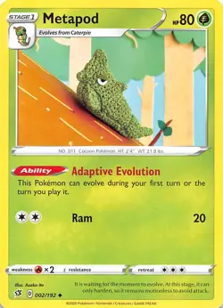 Metapod 002/192 SWSH02: Rebel Clash Pokemon - Image 1