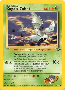 Koga's Zubat 083/132 Gym Challenge Pokemon - Image 1
