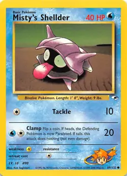 Misty's Shellder 089/132 Gym Heroes Pokemon - Image 1
