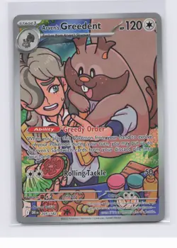 Pokemon TCG Arven's Greedent 205/182 Sv10: Destined Rivals Holo IR NM - Image 1