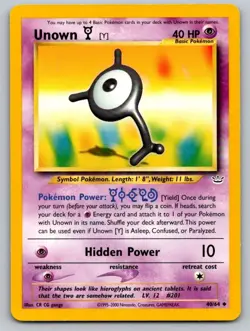 Unown [Y] 40/64 Uncommon Neo Revelation Pokemon Unlimited Lightly Played - Image 1