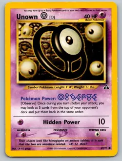 Unown [O] 69/75 Common Neo Discovery Pokemon Unlimited Heavily Played - Image 1