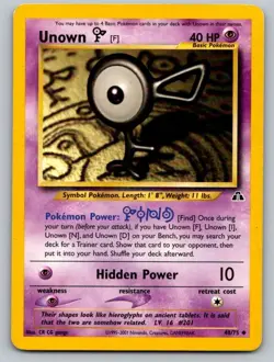 Unown [F] 48/75 Uncommon Neo Discovery Pokemon Unlimited Moderately Played - Image 1