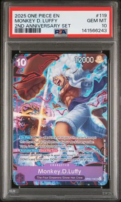 2025 ONE PIECE ENGLISH VERSION 2ND ANV SET #119 MONKEY D. LUFFY PSA 10 - Image 1
