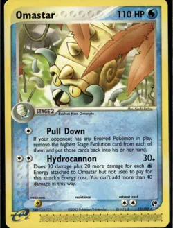 Omastar Rare Sandstorm 19/100 Water Pokemon Card - Image 1