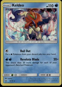 Keldeo Holo Rare Shining Legends 26/73 Water Holo Pokemon Card - Image 1