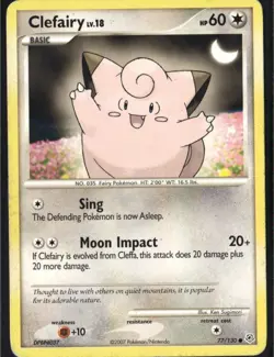 Clefairy Common Diamond and Pearl 77/130 Colorless Pokemon Card - Image 1