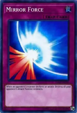 Yugioh - Mirror Force - Super Rare NM - Plus Free Holographic Card - Image 1