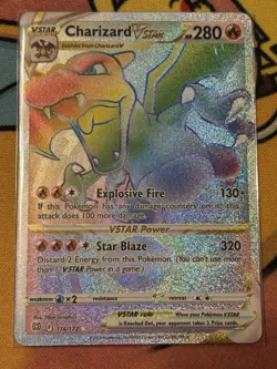 Charizard VSTAR 174/172 Rainbow Secret Rare Brilliant Stars Pokemon Card NM - Image 1