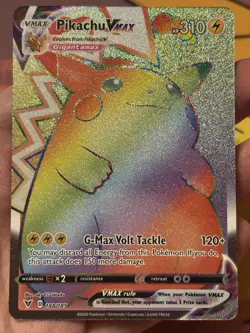 Pikachu VMAX 188/185 Rainbow Secret Rare Vivid Voltage Pokemon Card Near Mint - Image 2