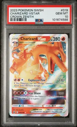 2023 POKEMON SWORD & SHIELD CROWN ZENITH #019 CHARIZARD VSTAR PSA 10 - Image 1