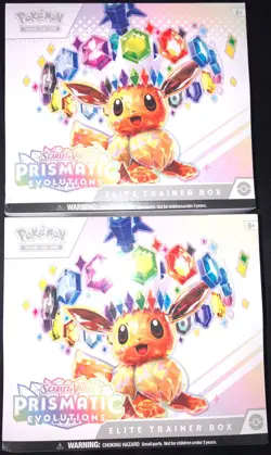 Lot of 2 Pokemon TCG Prismatic Evolutions Elite Trainer Box ETB Factory Sealed - Image 1