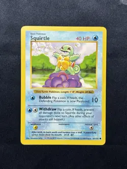 Shadowless Squirtle Base Set Pokemon - The OG Old AF Turtle - Image 1