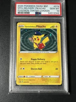SPECIAL DELIVERY PIKACHU SWIRL HOLO 2020 POKEMON SWSH BLACK STAR PROMO PSA 10 - Image 1