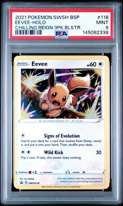 PSA 9 Eevee SWSH118 Chilling Reign Black Star Promo Blister Pokemon 2021 - Image 1