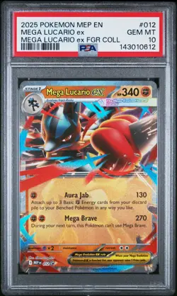 2025 Pokemon Mega Lucario ex #012 ME Black Star Promo PSA 10 - Image 1