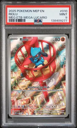 2025 POKEMON MEP EN-ME BLACK STAR PROMO #010 RIOLU PSA 9 - Image 1