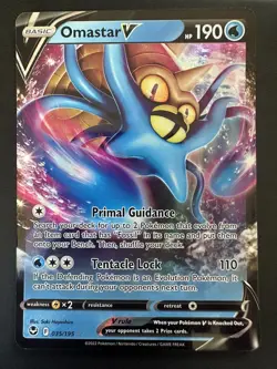 NM Pokemon Silver Tempest Omastar V Ultra Rare #035/195 - Image 1