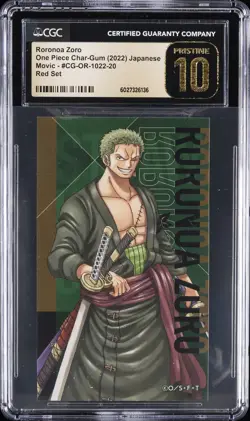 2022 ONE PIECE CHAR-GUM MOVIE - RED SET - JPN RORONOA ZORO CGC 10 PRISTINE - Image 1