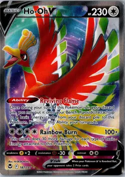 Pokemon Card - Ho-Oh V Ultra Rare 187/195 Silver Tempest Near Mint - Image 1