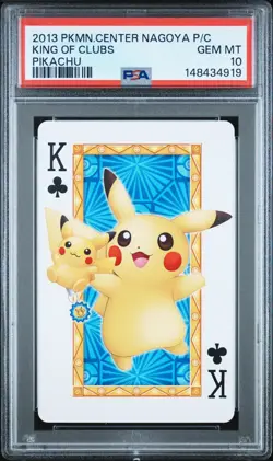 2013 POKEMON CENTER NAGOYA PLAYING CARDS PIKACHU KING OF CLUBS PSA 10 - Image 1
