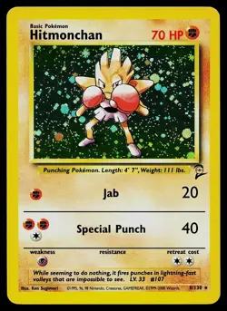 Pokemon Card - Hitmonchan Base Set 2 8/130 Holo Rare - Image 1