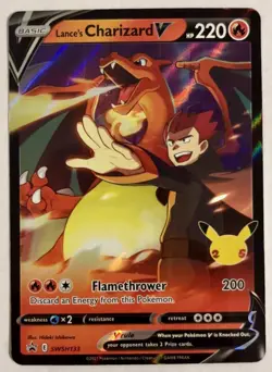 Lances Charizard v SWSH133 Promo Card Celebrations Series, Near Mint Condition - Image 1