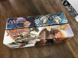 Vintage Magic: The Gathering Storage Box Lot Of Two White Blue Serra Moat Ertai - Image 1