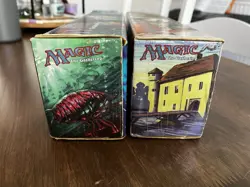 Vintage Magic: The Gathering Storage Box Lot Of Two White Blue Serra Moat Ertai - Image 5