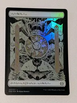 MTG *FOIL FULL ART * Phyrexia: All will be One PLAINS (Phyrexian) NM - Image 1