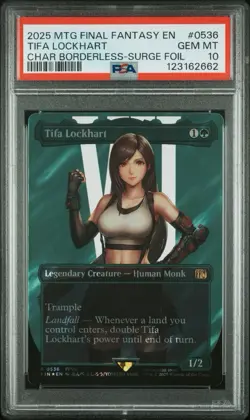 PSA 10 MTG FINAL FANTASY CHARACTER BORDERLESS-SURGE FOIL TIFA LOCKHART 0536 - Image 1