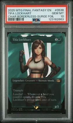 PSA 10 MTG FINAL FANTASY CHARACTER BORDERLESS-SURGE FOIL TIFA LOCKHART 0536 - Image 3