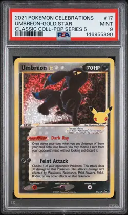 2021 POKEMON CELEBRATIONS CLASSIC COLLECTION #17 UMBREON-GOLD STAR PSA 9 - Image 1
