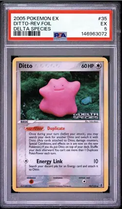 Ditto Pokemon 2005 EX Delta Species 35/113 Rare Reverse Holo STAMP PSA 5 - Image 1