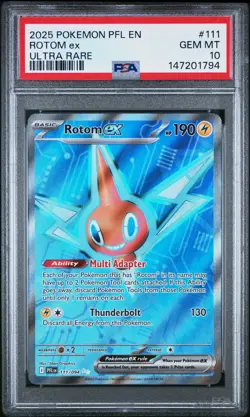 PSA 10 - 2025 POKEMON PFL EN-PHANTASMAL FLAMES ULTRA RARE 111 ROTOM ex - Image 1