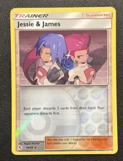 POKEMON JESSIE & JAMES 58/68 REVERSE HOLO RARE HIDDEN FATES LP+/NM - Image 1