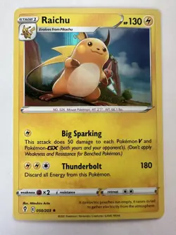 Pokemon Evolving Skies Raichu 050/203 Holo Rare NM - Image 1