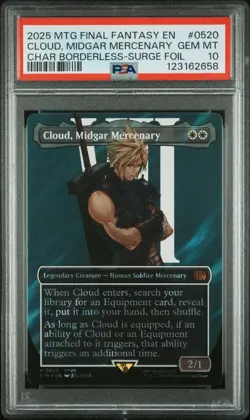 PSA 10 MTG FINAL FANTASY SURGE FOIL #0520 CLOUD, MIDGAR MERCENARY 2025 - Image 1