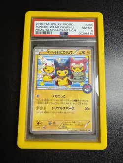 2016 Pokemon XY Promo Poncho Wear Pikachu Mega Campaign 203/XY-P PSA 8 NM-MINT - Image 2