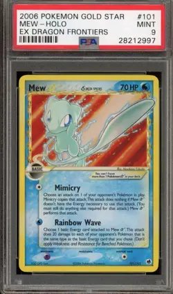 2006 Pokemon Gold Star Mew Holo EX Dragon Frontiers Holo Rare #101 PSA 9 Mint - Image 1