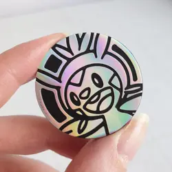 Pokemon Chespin Iridescent Silver Foil Plastic Flip Coin Collectable TCG CCG - Image 1
