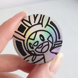 Pokemon Chespin Iridescent Silver Foil Plastic Flip Coin Collectable TCG CCG - Image 2