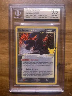 BGS 9.5 Umbreon Gold Star 17/17 Pokemon Celebrations Classic Collection Holo - Image 1