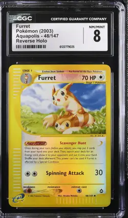 FURRET 48/147 REVERSE HOLO AQUAPOLIS POKEMON CGC 8 NM/MINT - Image 1