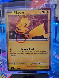 Pikachu 051/162 Pokemon Day STAMPED Cosmos Pokemon Day Promo DOUBLE SWIRL 🌀🌀 - Image 2